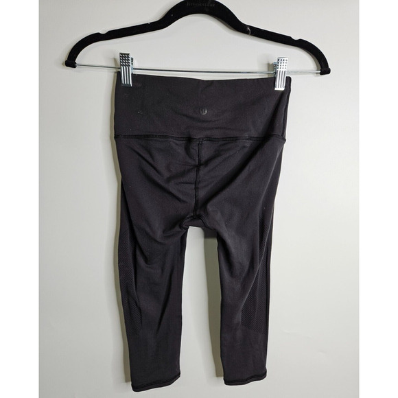 Lululemon Leggings Reveal Crop 15" Yoga Vent Seamless Women's XS Black - Picture 8 of 11